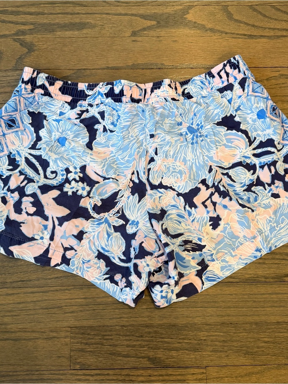 Lilly Pulitzer Katia Shorts Drawstring Floral Navy Pink Medium Preppy - Picture 3 of 6